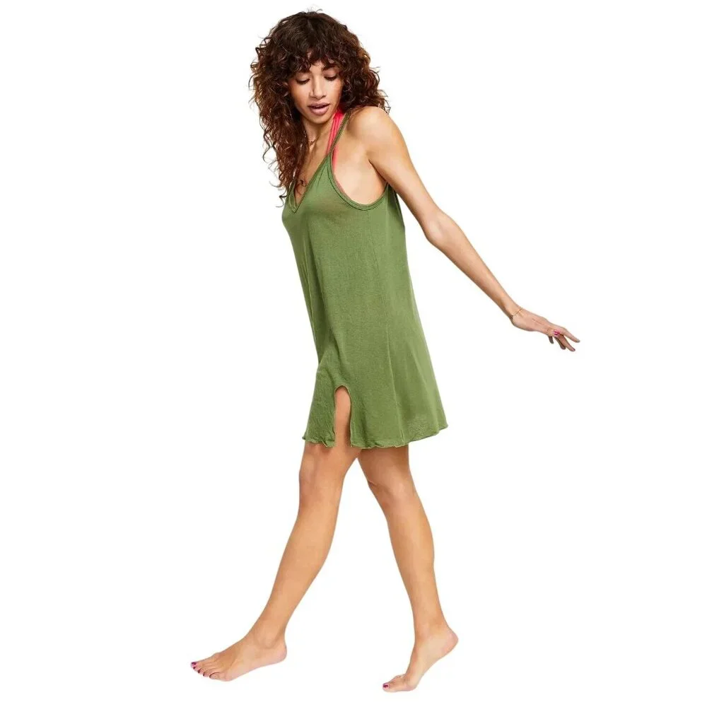 Miken L Tank Cover Up Dress Sleeveless Lightweight Knot Hem Swimwear Vineyard